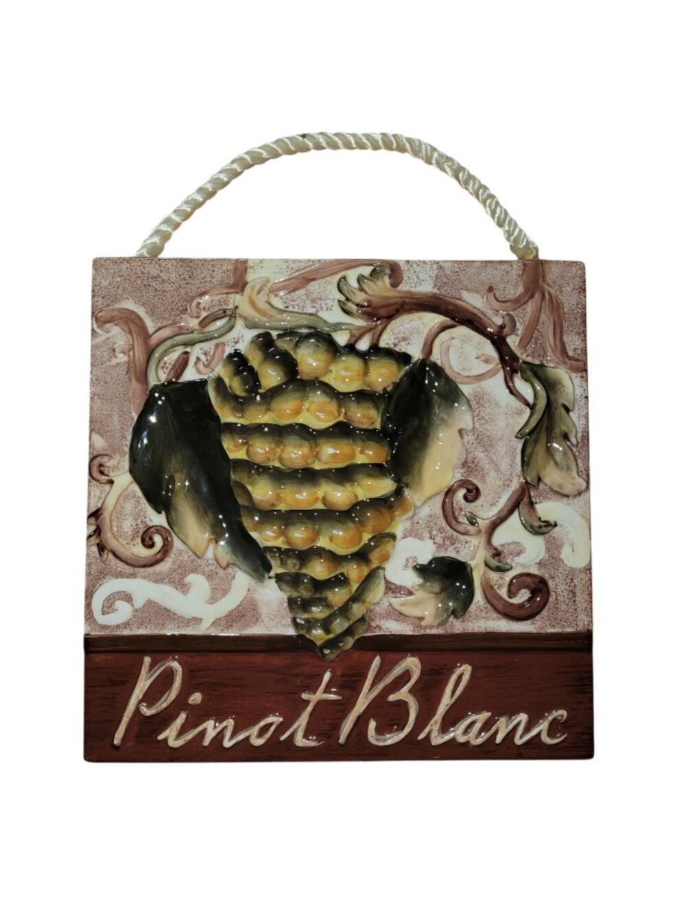 Farmhouse Kitchen Decor Wine Tiles Set/3 Tuscan Grape Plaques Hanging Art 6x6 - Picture 3 of 6